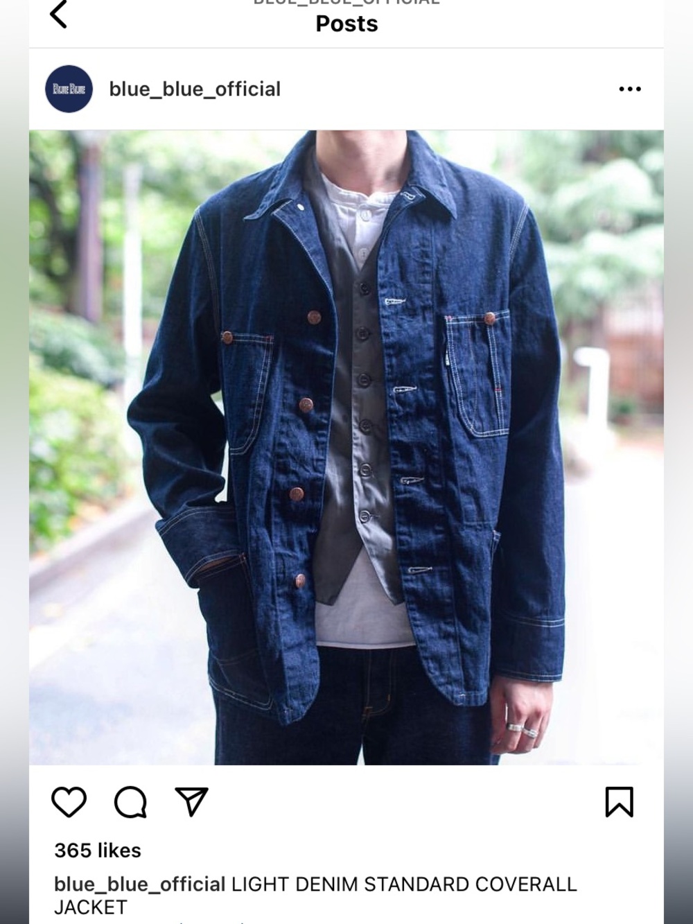 BlueBlue Japan Denim Workwear Coverall Jacket